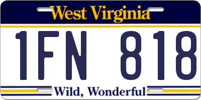 WV license plate 1FN818