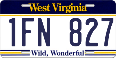 WV license plate 1FN827