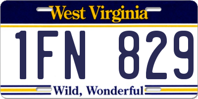 WV license plate 1FN829