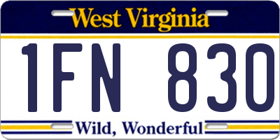 WV license plate 1FN830