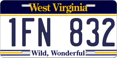WV license plate 1FN832