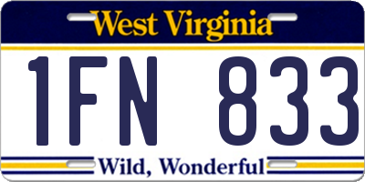 WV license plate 1FN833