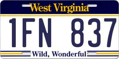 WV license plate 1FN837