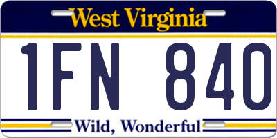 WV license plate 1FN840
