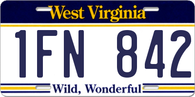 WV license plate 1FN842