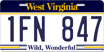 WV license plate 1FN847