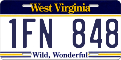 WV license plate 1FN848