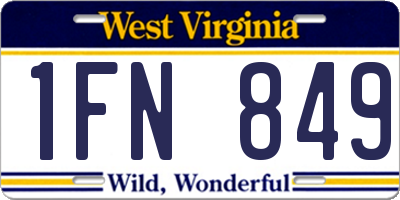 WV license plate 1FN849