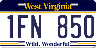 WV license plate 1FN850