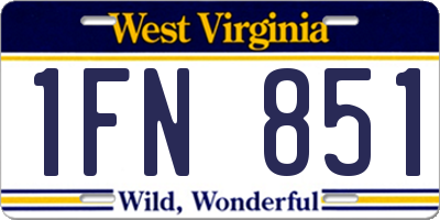 WV license plate 1FN851