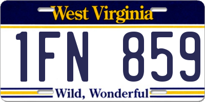 WV license plate 1FN859