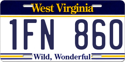 WV license plate 1FN860