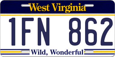 WV license plate 1FN862