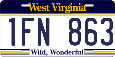 WV license plate 1FN863