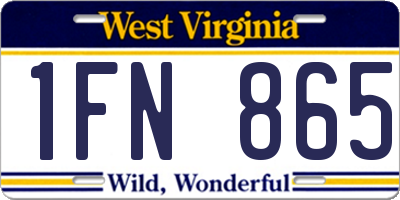 WV license plate 1FN865