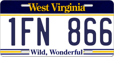 WV license plate 1FN866