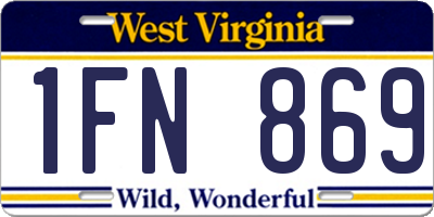 WV license plate 1FN869