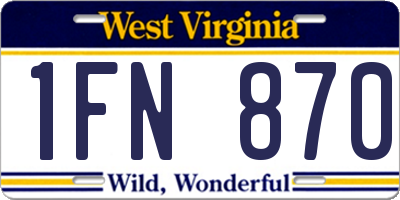 WV license plate 1FN870
