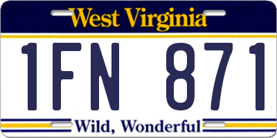 WV license plate 1FN871