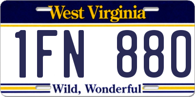 WV license plate 1FN880