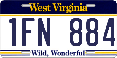 WV license plate 1FN884