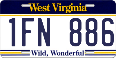 WV license plate 1FN886