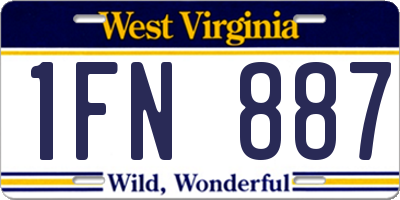 WV license plate 1FN887