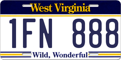 WV license plate 1FN888