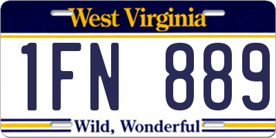 WV license plate 1FN889