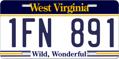 WV license plate 1FN891