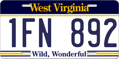 WV license plate 1FN892
