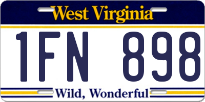 WV license plate 1FN898