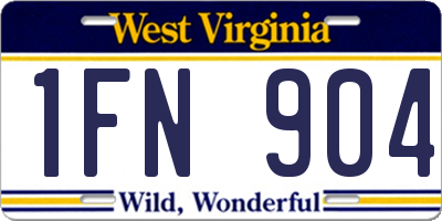 WV license plate 1FN904