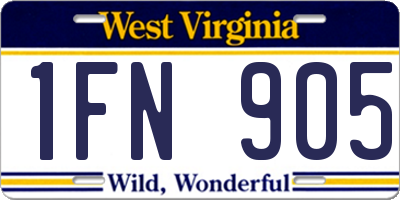 WV license plate 1FN905