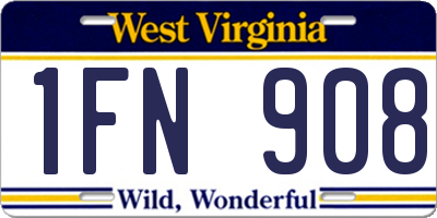 WV license plate 1FN908