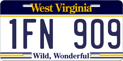 WV license plate 1FN909