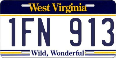 WV license plate 1FN913
