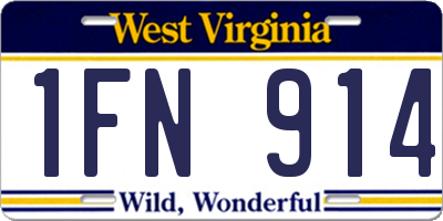 WV license plate 1FN914
