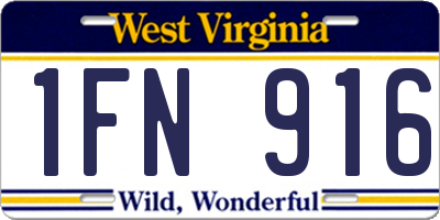 WV license plate 1FN916