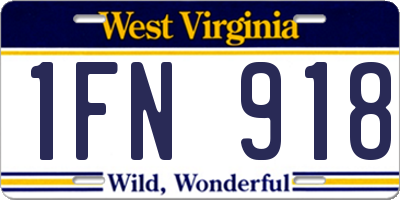 WV license plate 1FN918