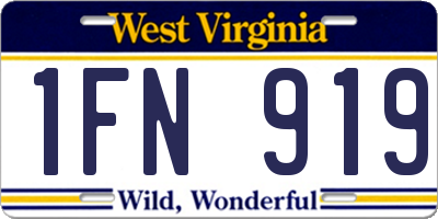 WV license plate 1FN919