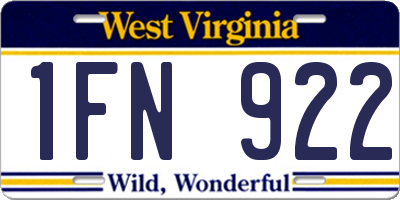 WV license plate 1FN922
