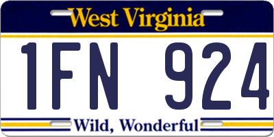 WV license plate 1FN924