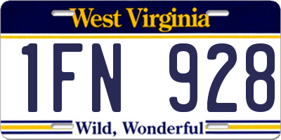WV license plate 1FN928