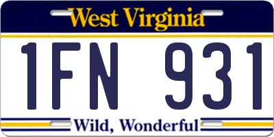 WV license plate 1FN931