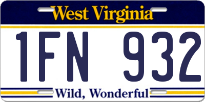 WV license plate 1FN932