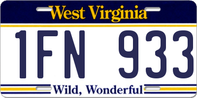 WV license plate 1FN933