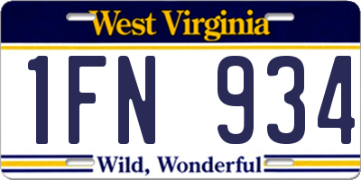 WV license plate 1FN934