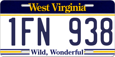 WV license plate 1FN938