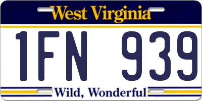 WV license plate 1FN939